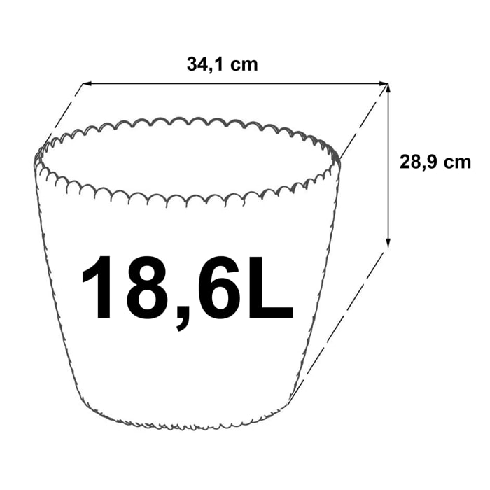 Maceta redonda 18,6l splofy de plastico en color crema, ø34,1 x 28,9 cm