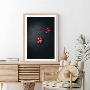 Affiche collection grenade coupée Affiche + cadre en bois - Chêne