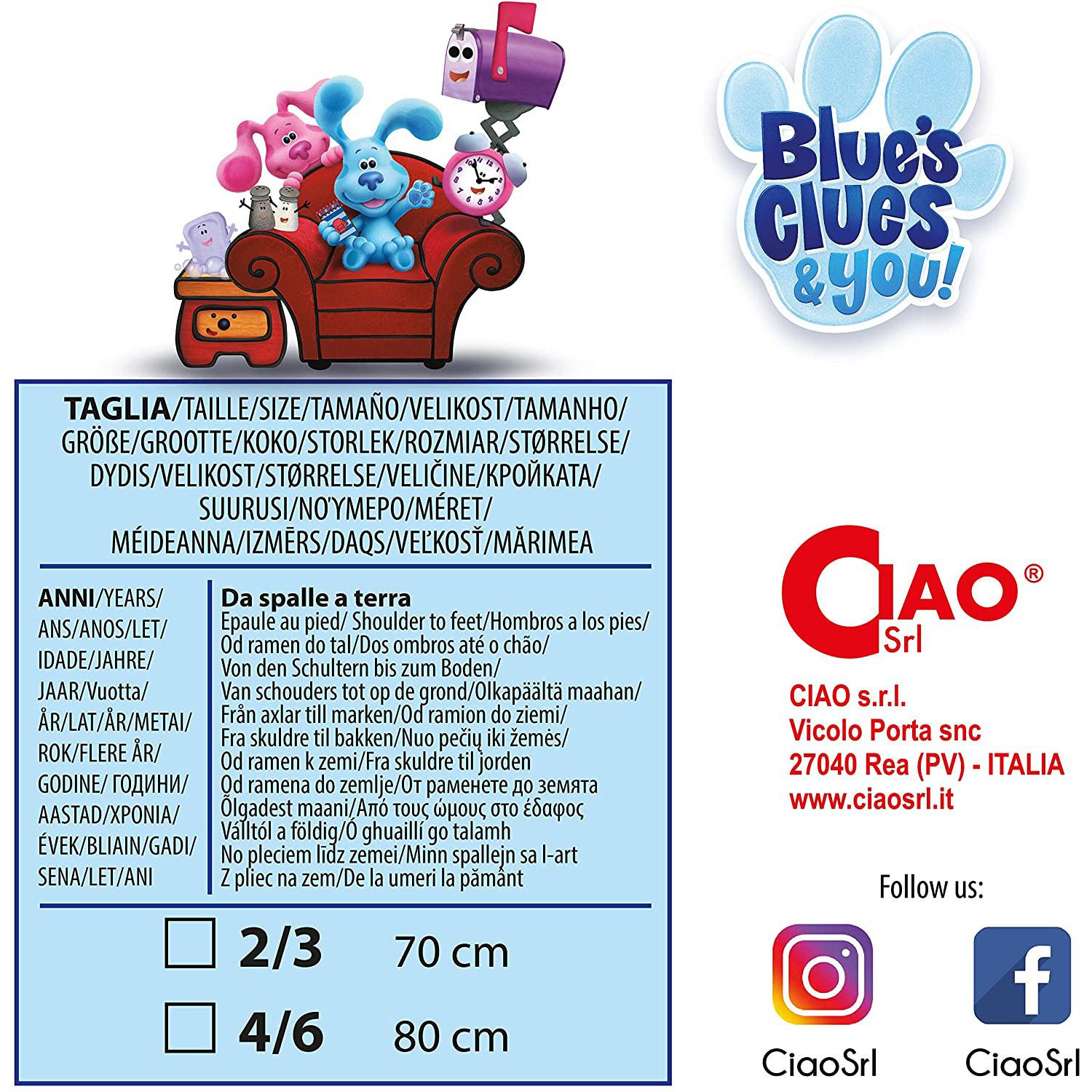 Costume Carnevale Travestimento Bambino Blue'S Clues Cagnolino Blue