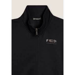 Tuta regular fit con collo alto e dettagli in strass