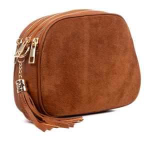 Aliminusa bolso bandolera Mujer. Piel auténtica Gamuza y Dollaro.