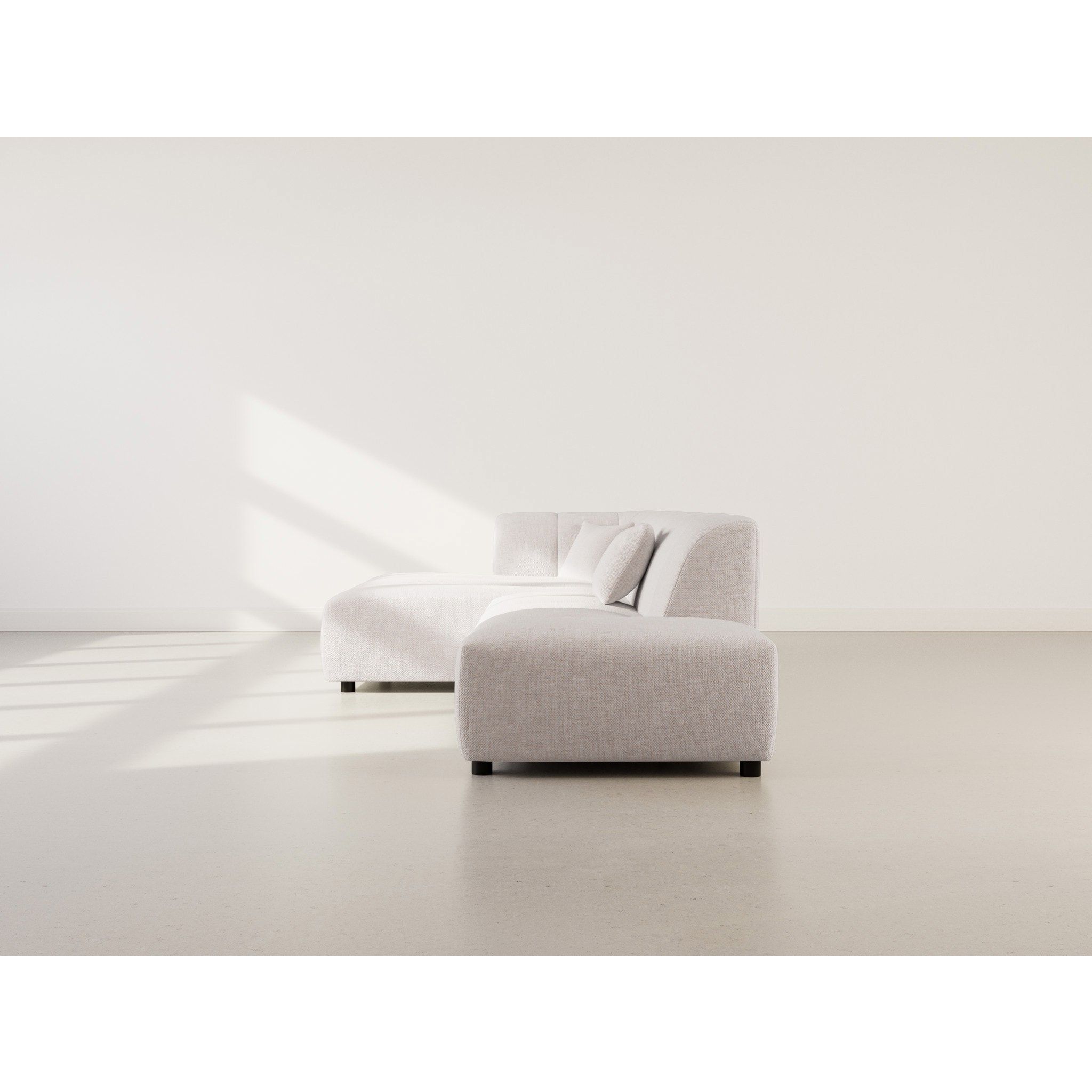 Curtis - canapé d'angle gauche 4 places sans accoudoir en tissu texturé - Beige