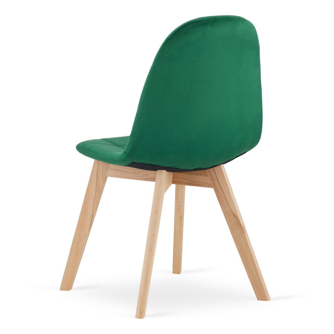 Sedia Bora in velluto verde scuro con gambe in faggio
