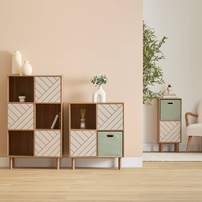 Etagère 4 cases Mix'N'Match bois et motif rayé