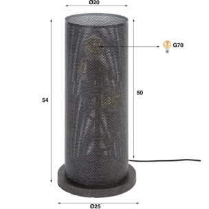 Lampe à poser design en métal noir perforé RALF