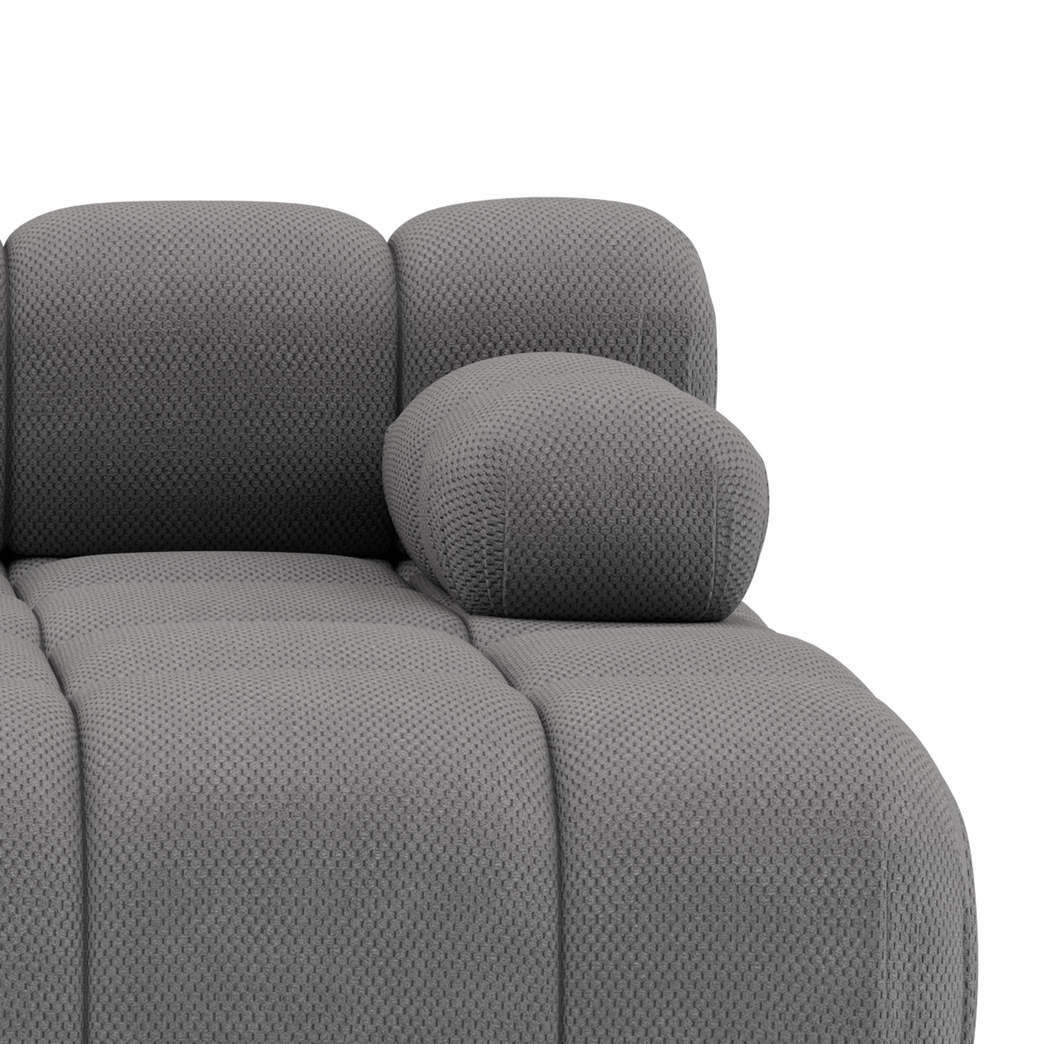 Ruby - canapé droit 4 places avec double méridienne - assise profonde - en velours texturé - Gris