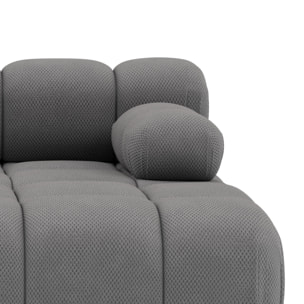 Ruby - canapé droit 4 places avec double méridienne - assise profonde - en velours texturé - Gris