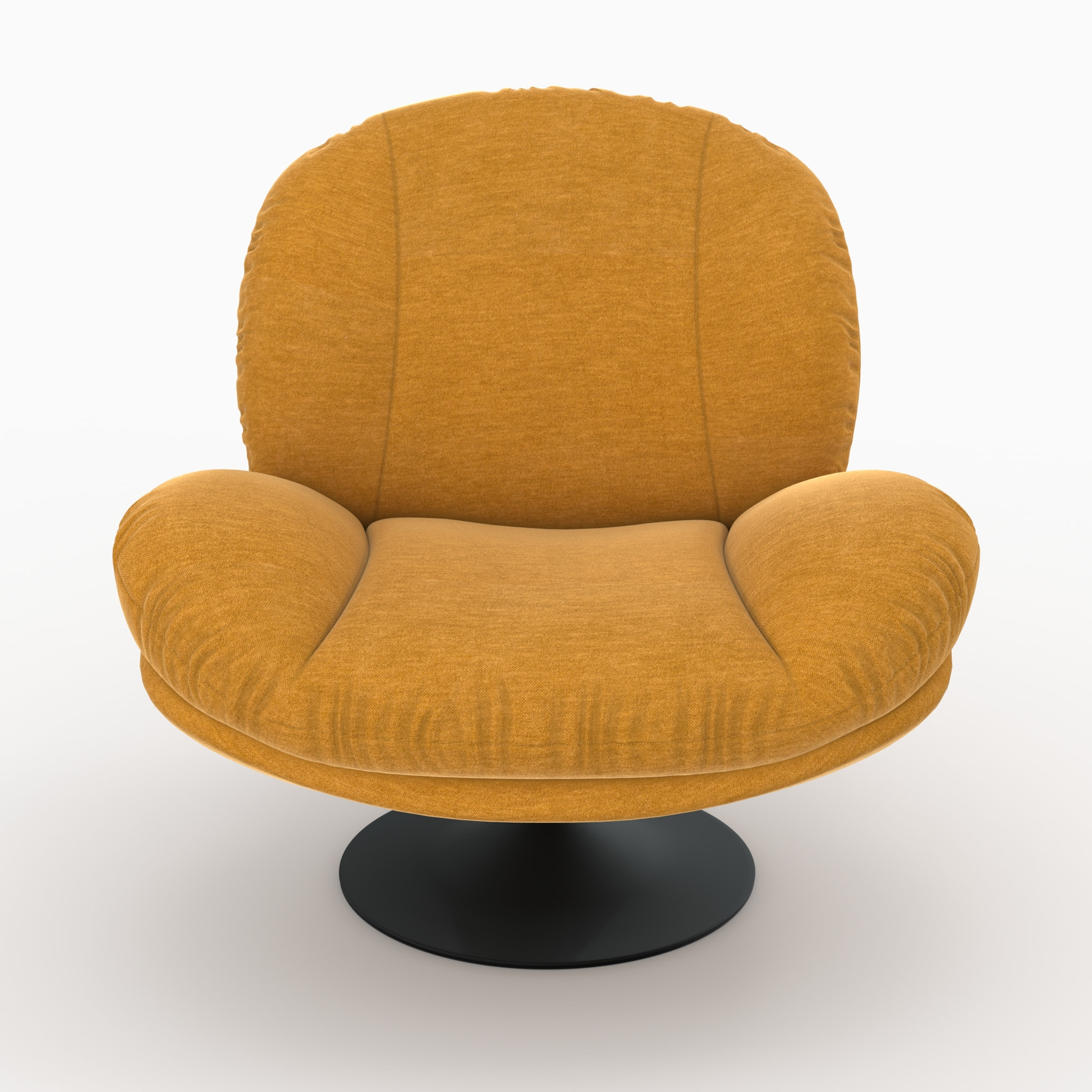 Fauteuil pivotant en tissu effet velours jaune moutarde - Ricci
