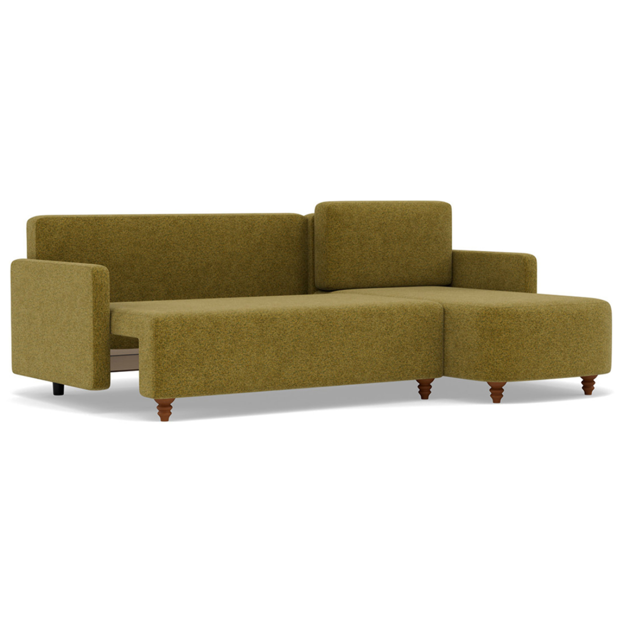 Calypso - canapé d'angle réversible 4 places convertible avec coffre en tissu - Vert Olive