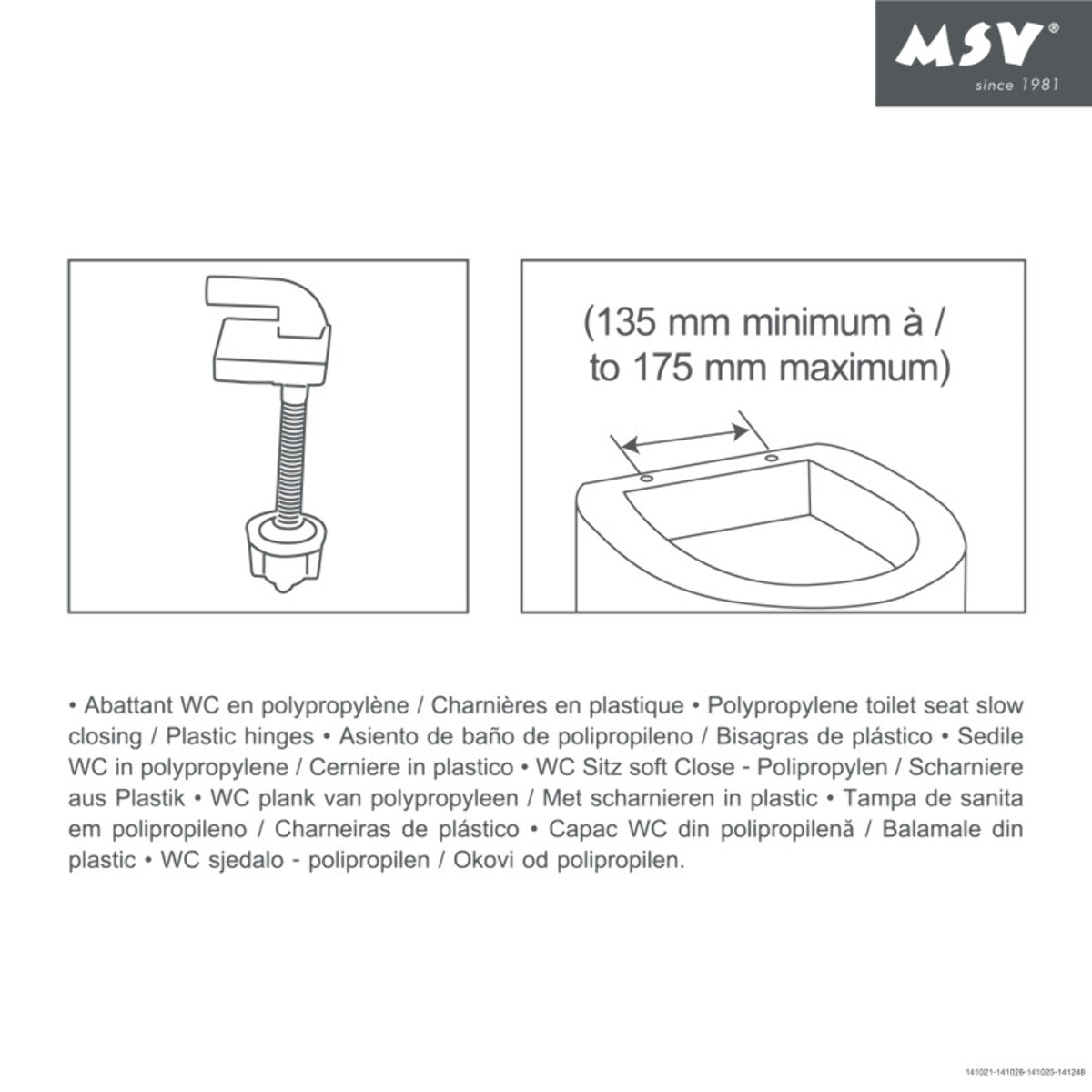 Abattant wc Blanc - Charnières PS MSV
