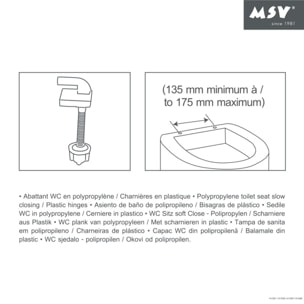 Abattant wc Blanc - Charnières PS MSV