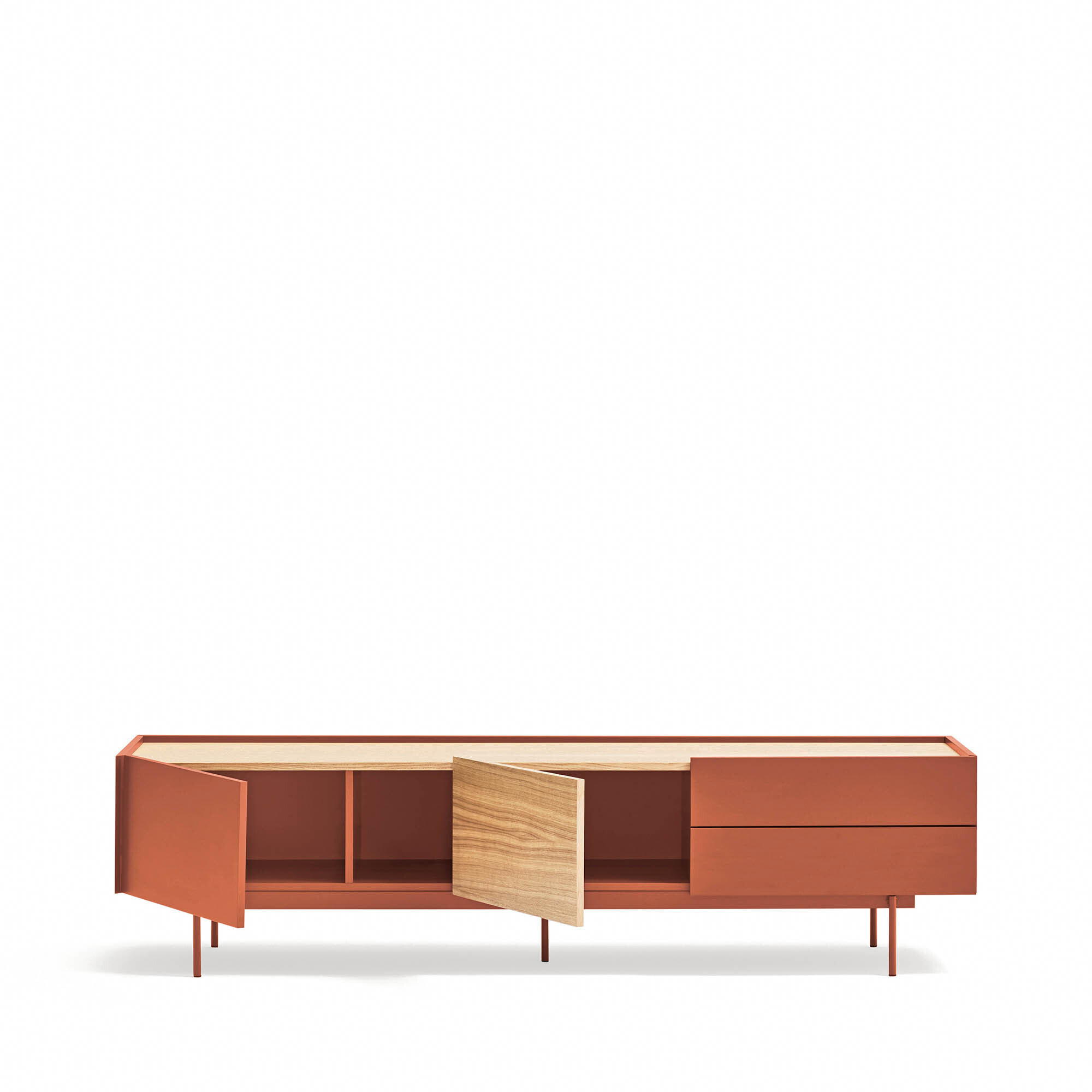 Mueble de televisión Otto 2 puertas y 2 cajones teja y roble