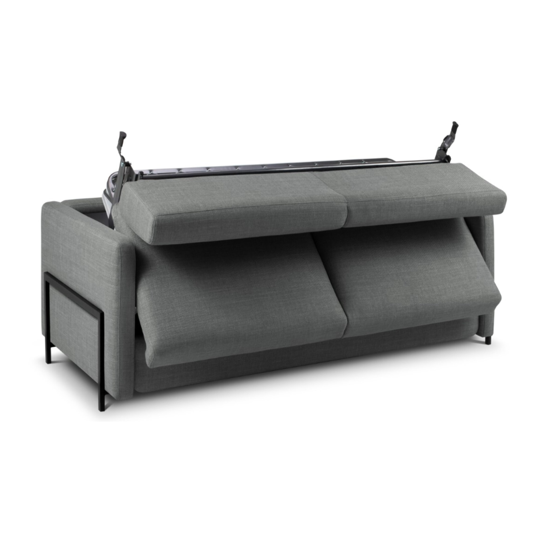 Canapé convertible "Yanis" 2 places en tissu structurel gris