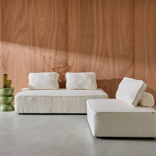 Ensemble chauffeuses pour canapé modulable 3 places bouclette crème - Bao