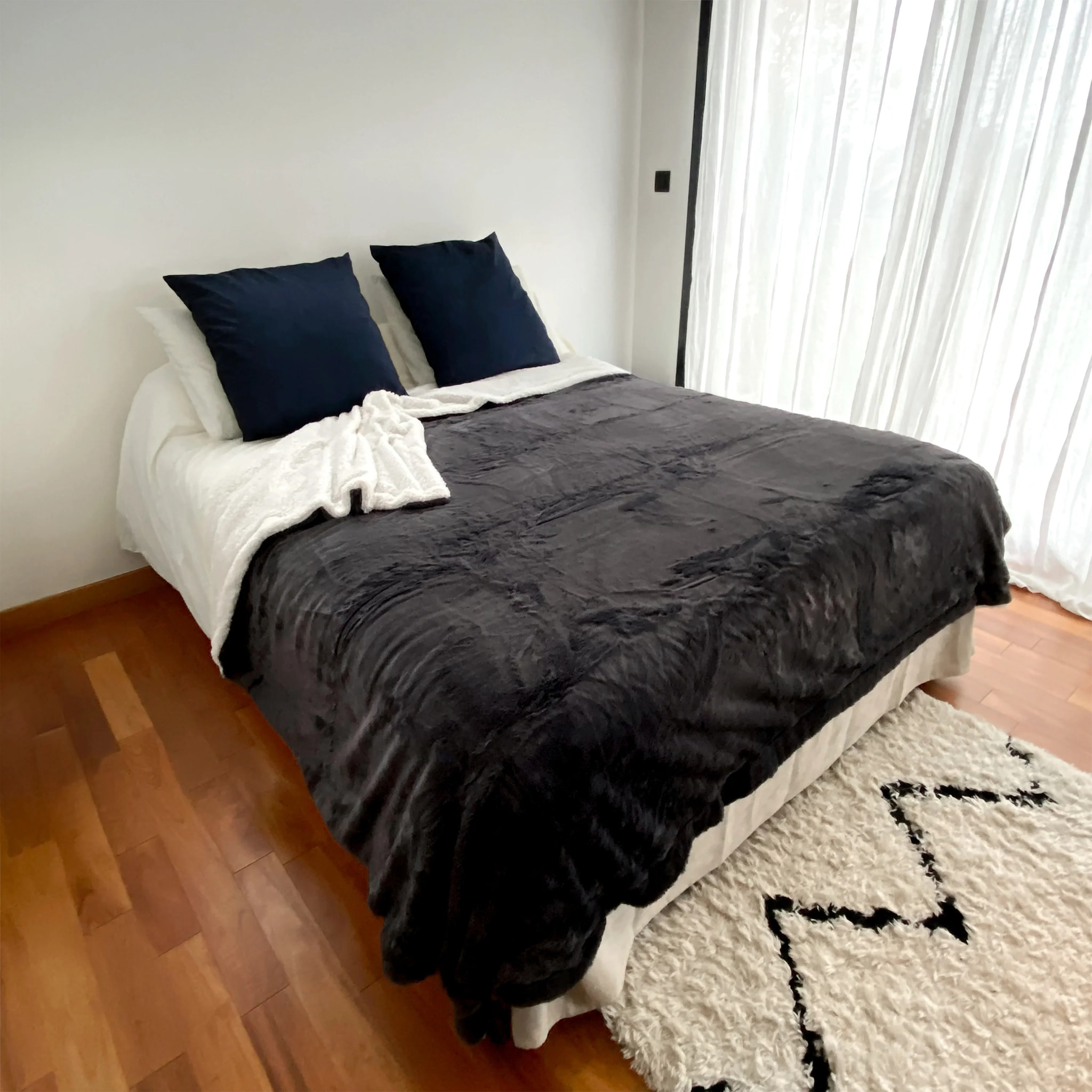 Plaid Couverture Imitation "Lapin" 220x240cm 610g/m² - Cocoon Gris anthracite