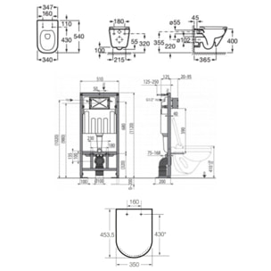 Pack WC bâti-support autoportant + WC suspendu sans bride avec abattant SoftClose + plaque chrome (STROGAWR02-U)