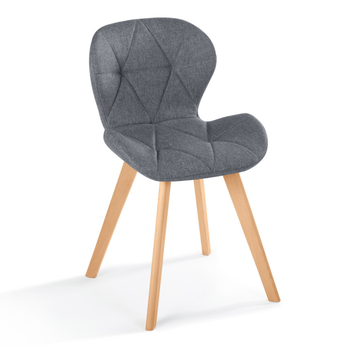 Chaises Gatsby en tissu et pieds bois - Gris