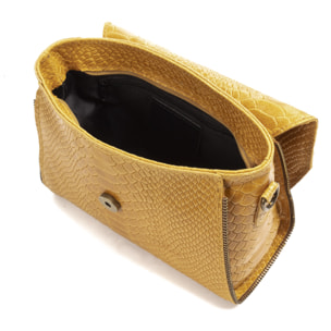 Mariola Bolso bandolera Mujer.Piel auténtica Gamuza Grabado Serpiente