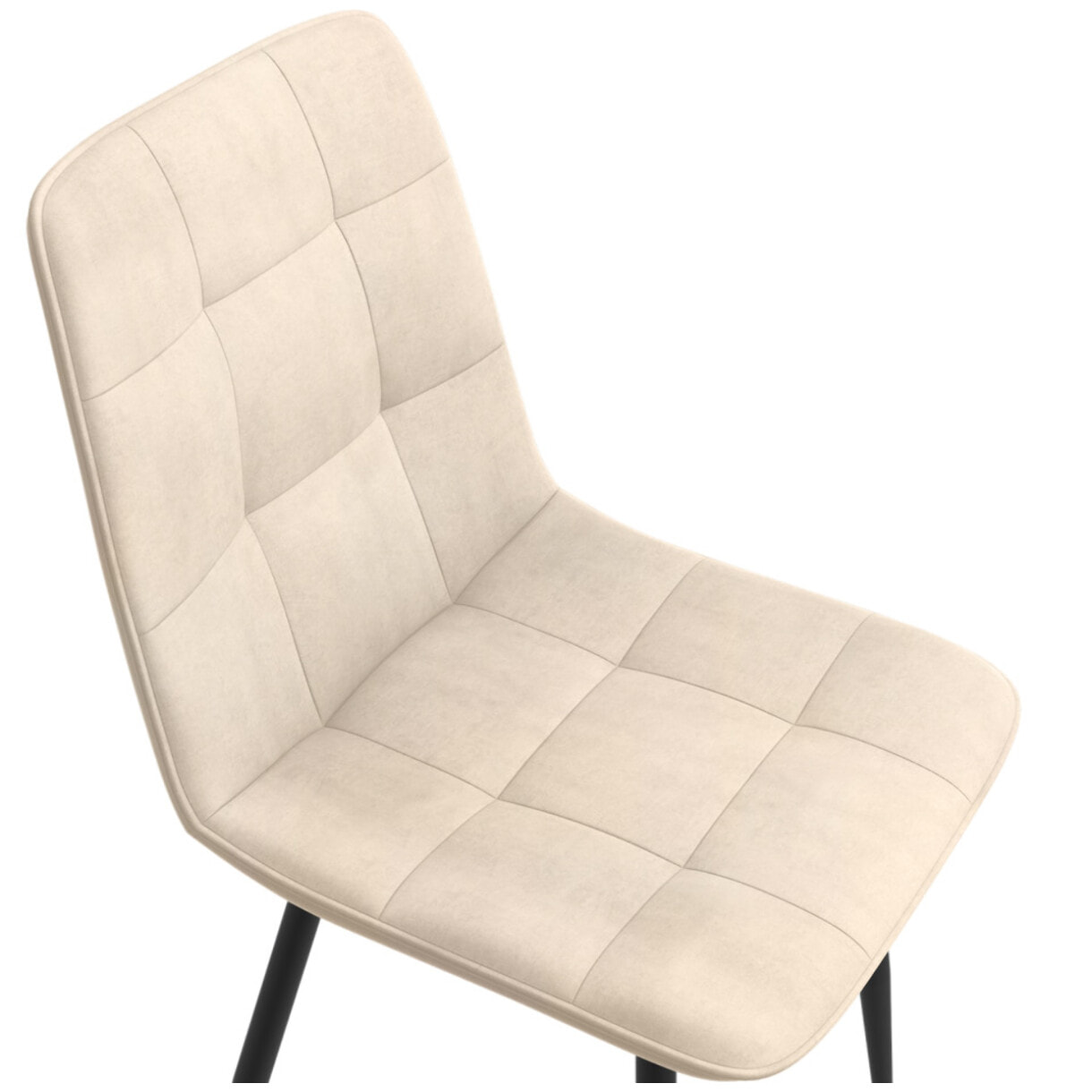 Chaises Linda velours crème pieds métal noirs - lot de 6