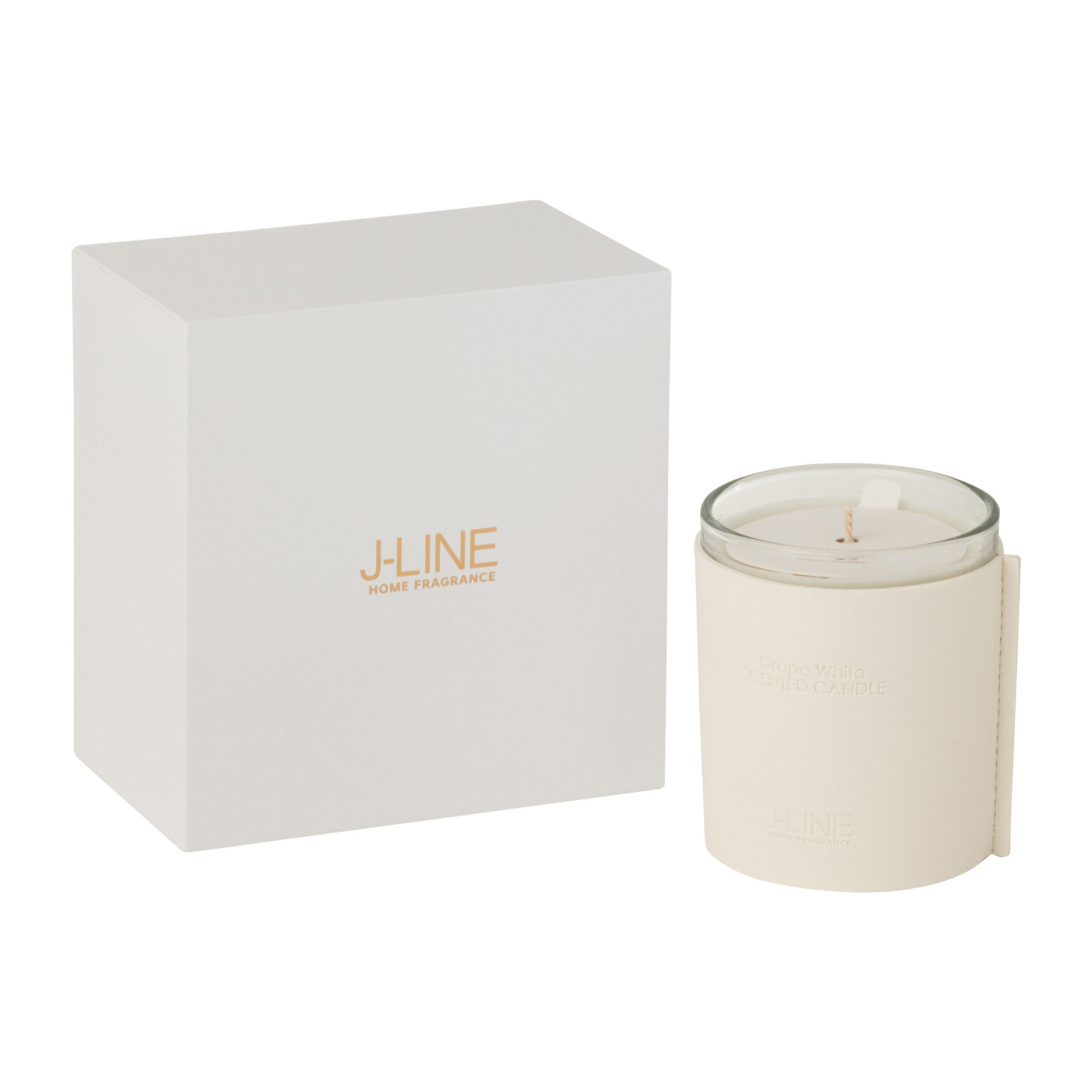 J-Line bougie parfumée Cuir - Grape White - verre - blanc - 40H
