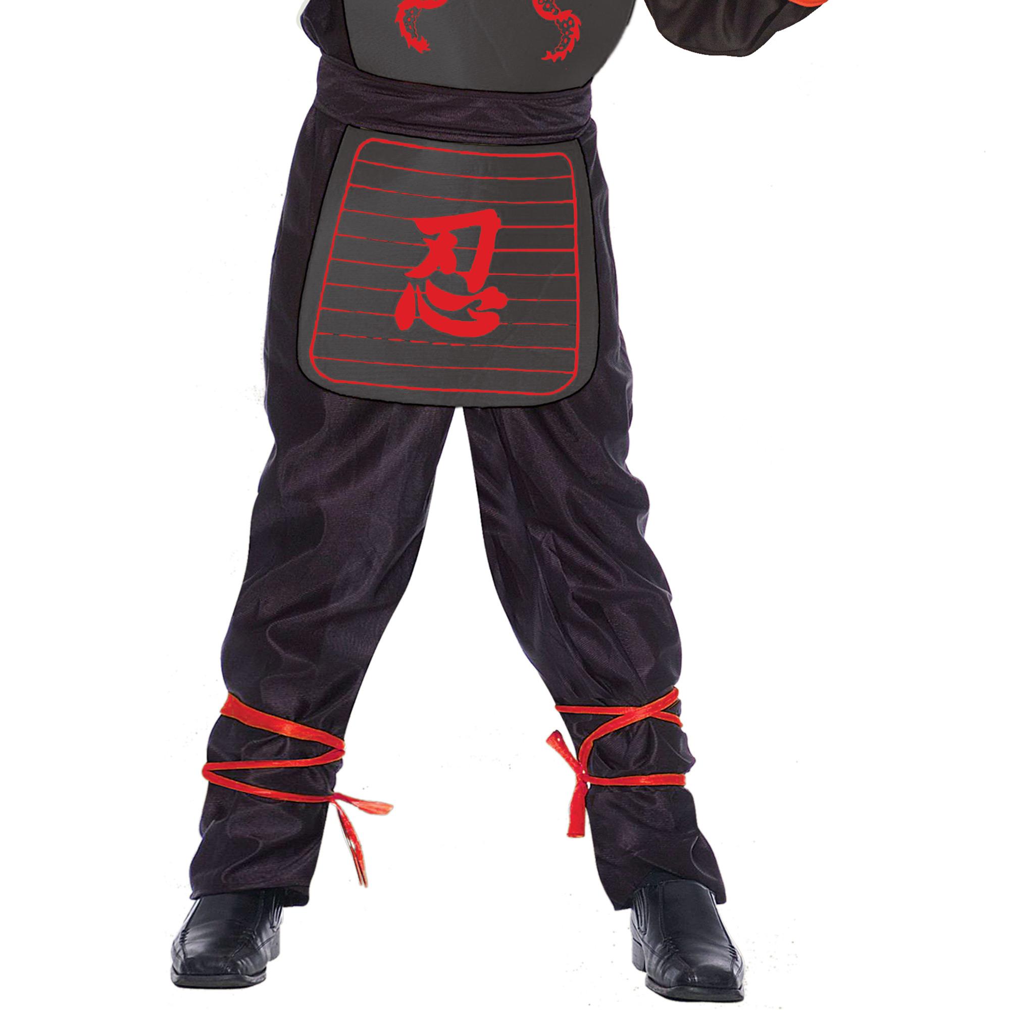 Costume Carnevale Ninja Fighter Con Kit Armi Nero Rosso Bambino