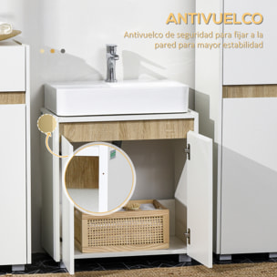 Mueble para Debajo del Lavabo con 2 Puertas Almacenamiento Interior 57x33x60 cm