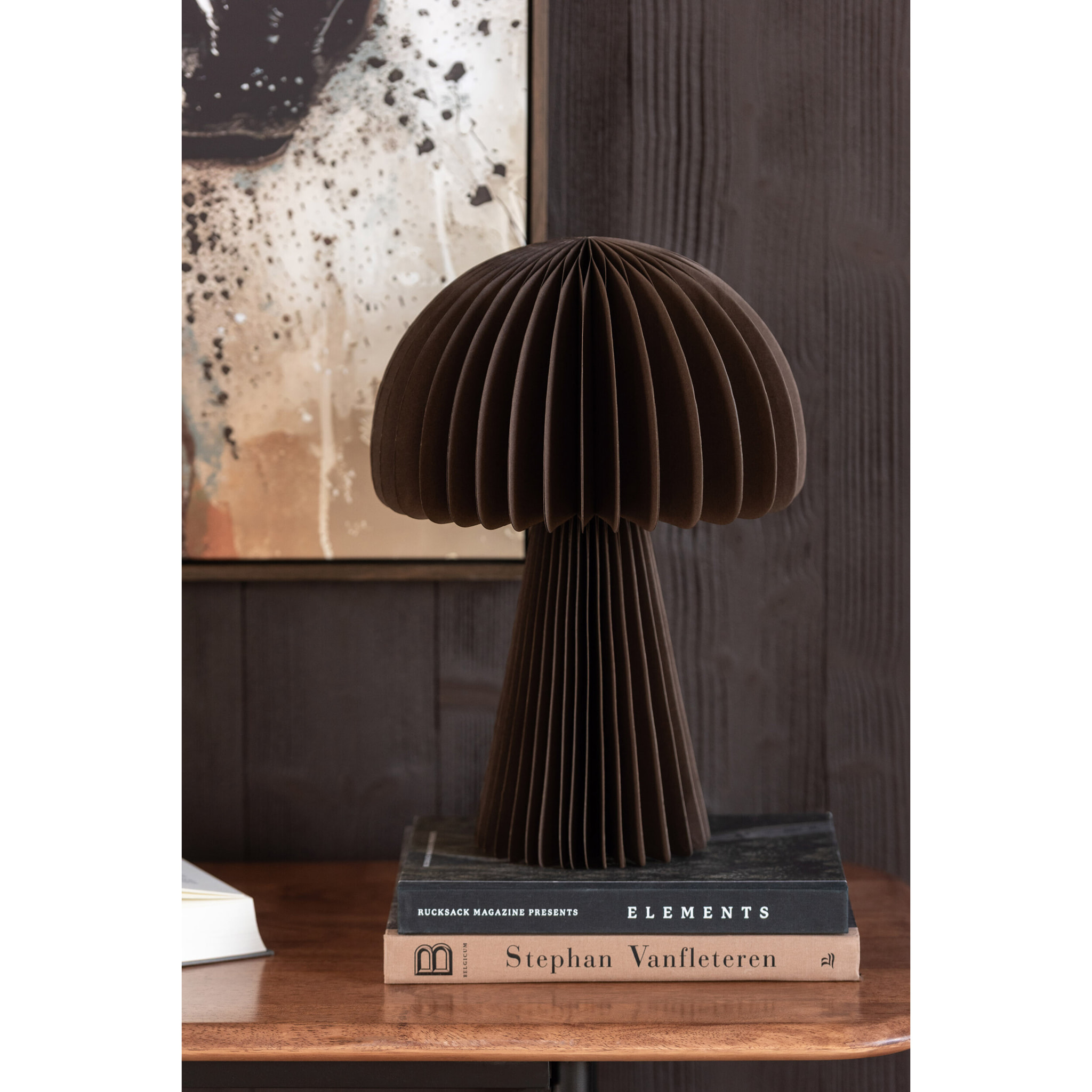 J-Line abat-jour Champignon Pliable - papier - brun