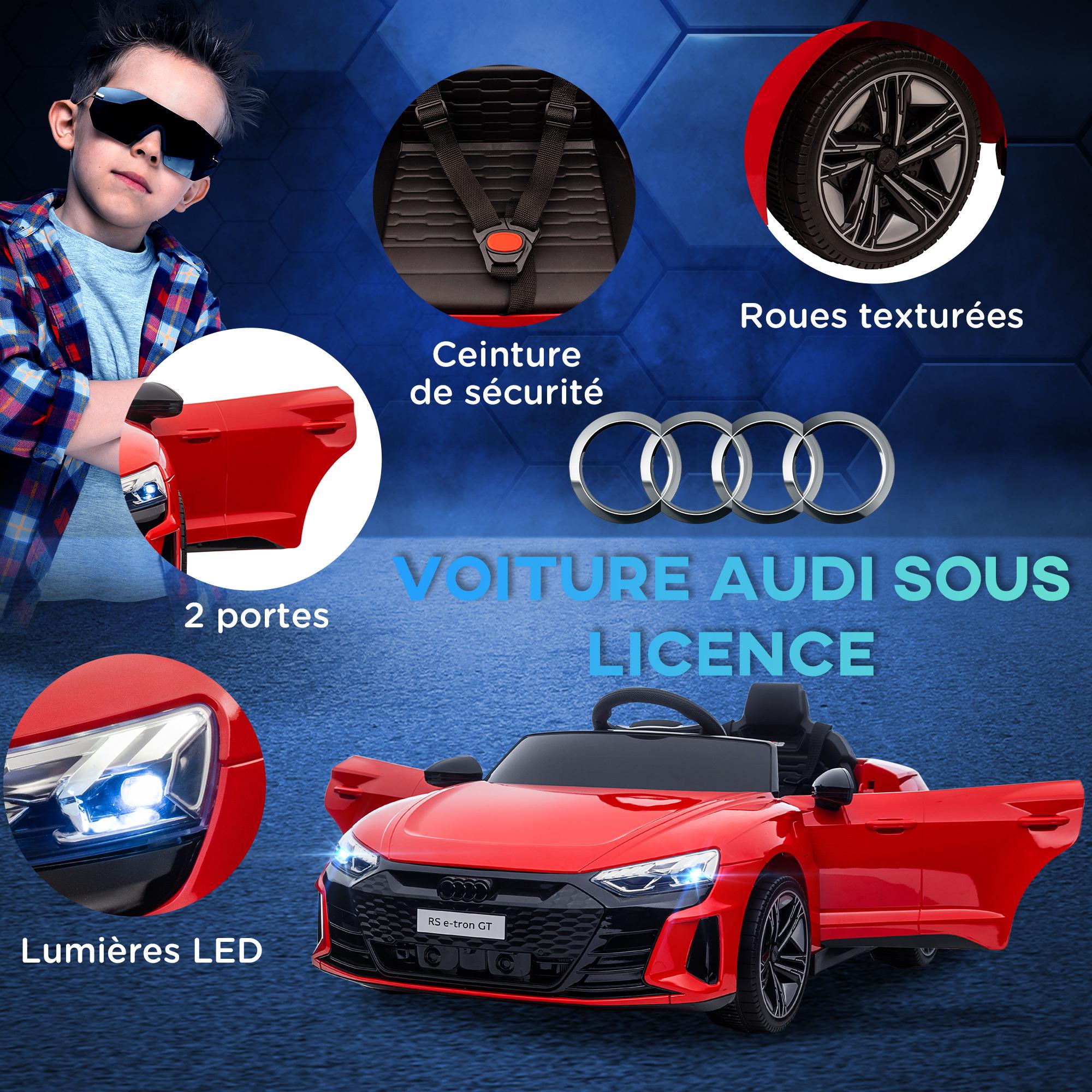 Véhicule électrique enfant Audi RS e-tron GT V. max. 5 Km/h télécommande effets sonores + lumineux rouge