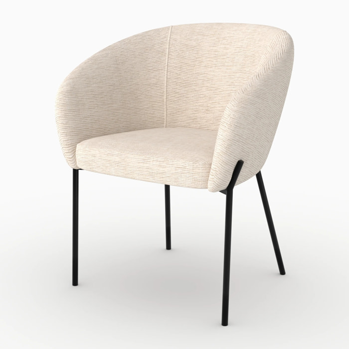 Chaise en tissu blanc chiné - Andy