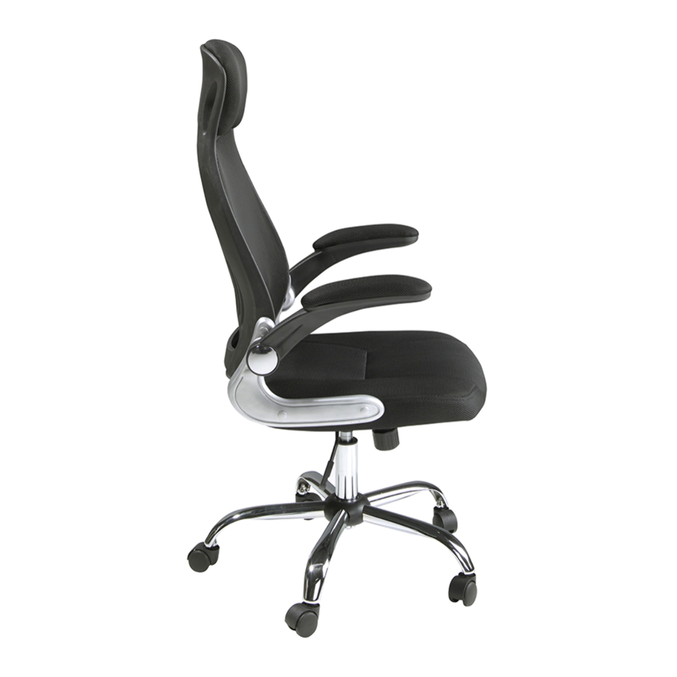 Silla Angel Cerdá oficina giratoria con asiento y respaldo tapizado en tela negra 66x62x117cm