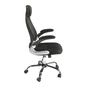 Silla Angel Cerdá oficina giratoria con asiento y respaldo tapizado en tela negra 66x62x117cm