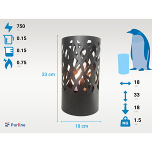 Chimenea de etanol sobremesa cilíndrica en acero negro AMALTEA ROUND PURLINE