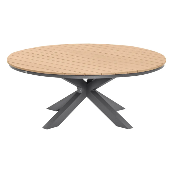 Table de jardin ronde "Oraclion" noir & graphite 12 places en aluminium