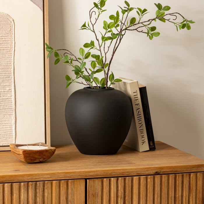 Vase boule Rily céramique noir H22cm