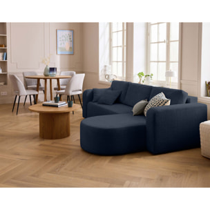 Miro - canapé d'angle réversible - 4 places - convertible avec coffre - en velours texturé - Bleu