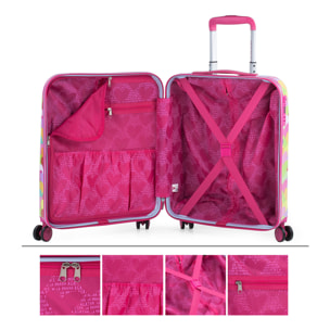Maleta Cabina Y Neceser Agatha Ruiz De La Prada Corazones Fucsia