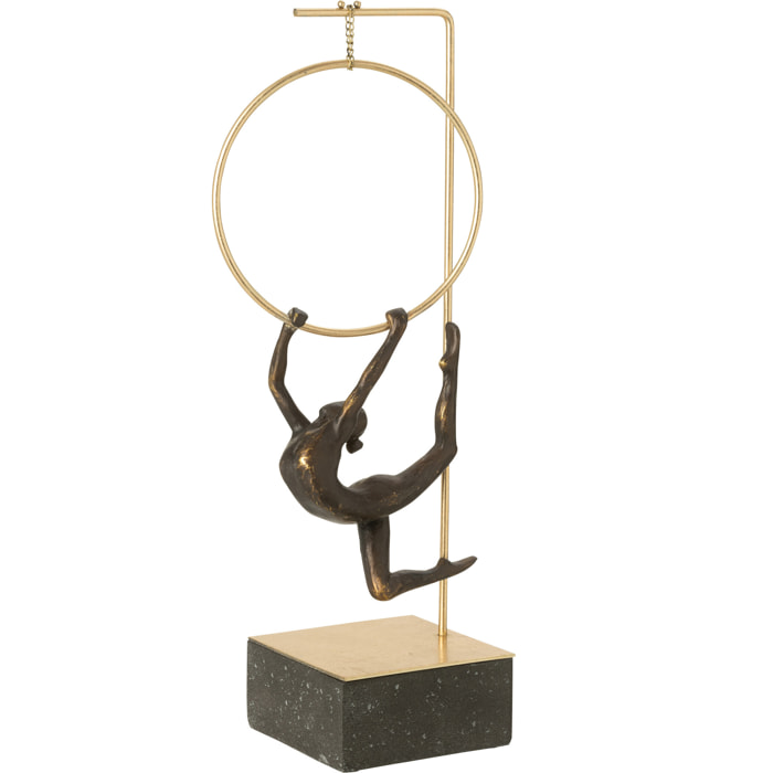 J-Line décoration Gymnaste Cerceau Alpha - polyrésine - noir/or