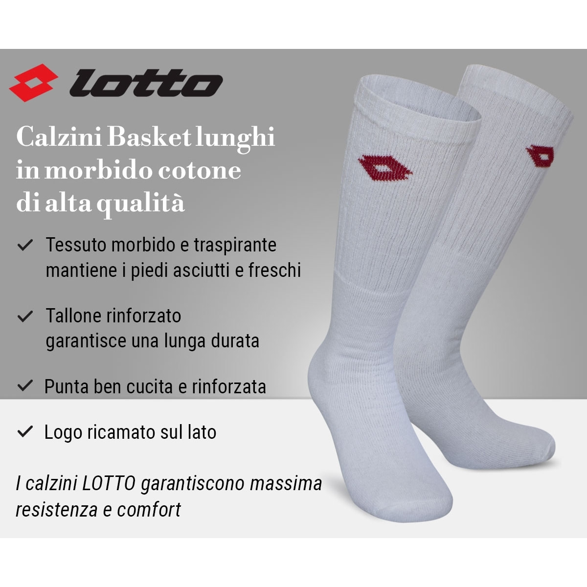 12 Paia Calze Calzini Uomo LOTTO, Art. Basket Nero