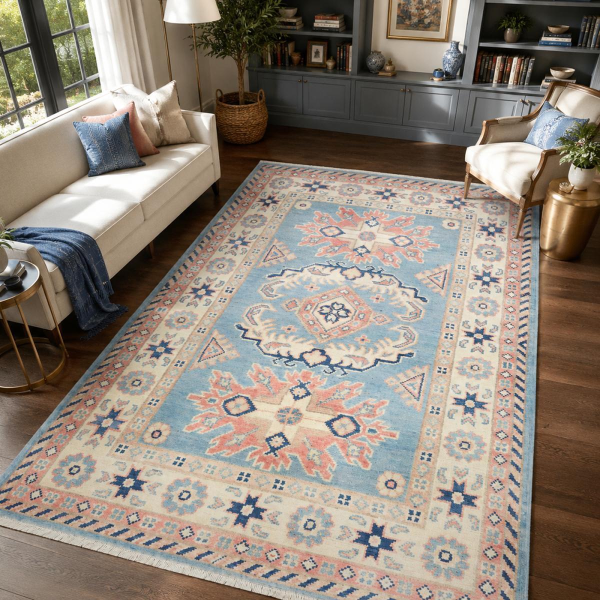 Tapis salon traditionnel, noué main en laine, INUGE