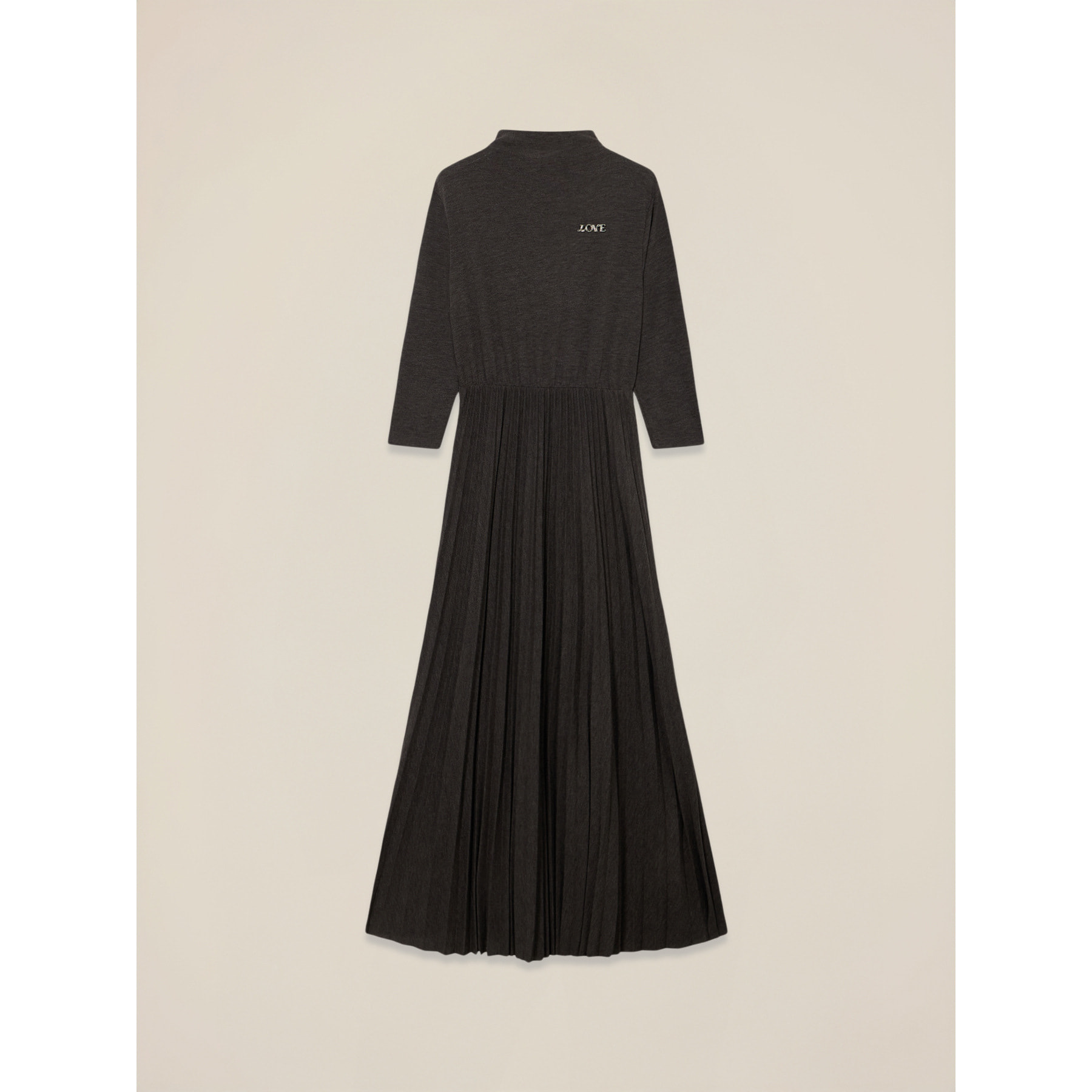 Oltre - Vestito flare misto viscosa con spilla - Grigio