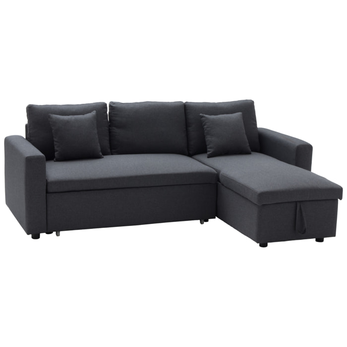 Canapé d'angle convertible CLARK 3 places gris chiné