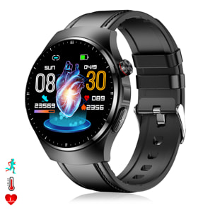 DAM Smartwatch TK25. ECG , glucosa en sangre, ácido úrico y lípidos, IMC grasa corporal, temperatura, O2 y tensión. 5,4x1,2x4,7 Cm. Color: Negro