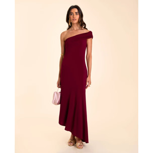 Vestido midi asimétrico con volante