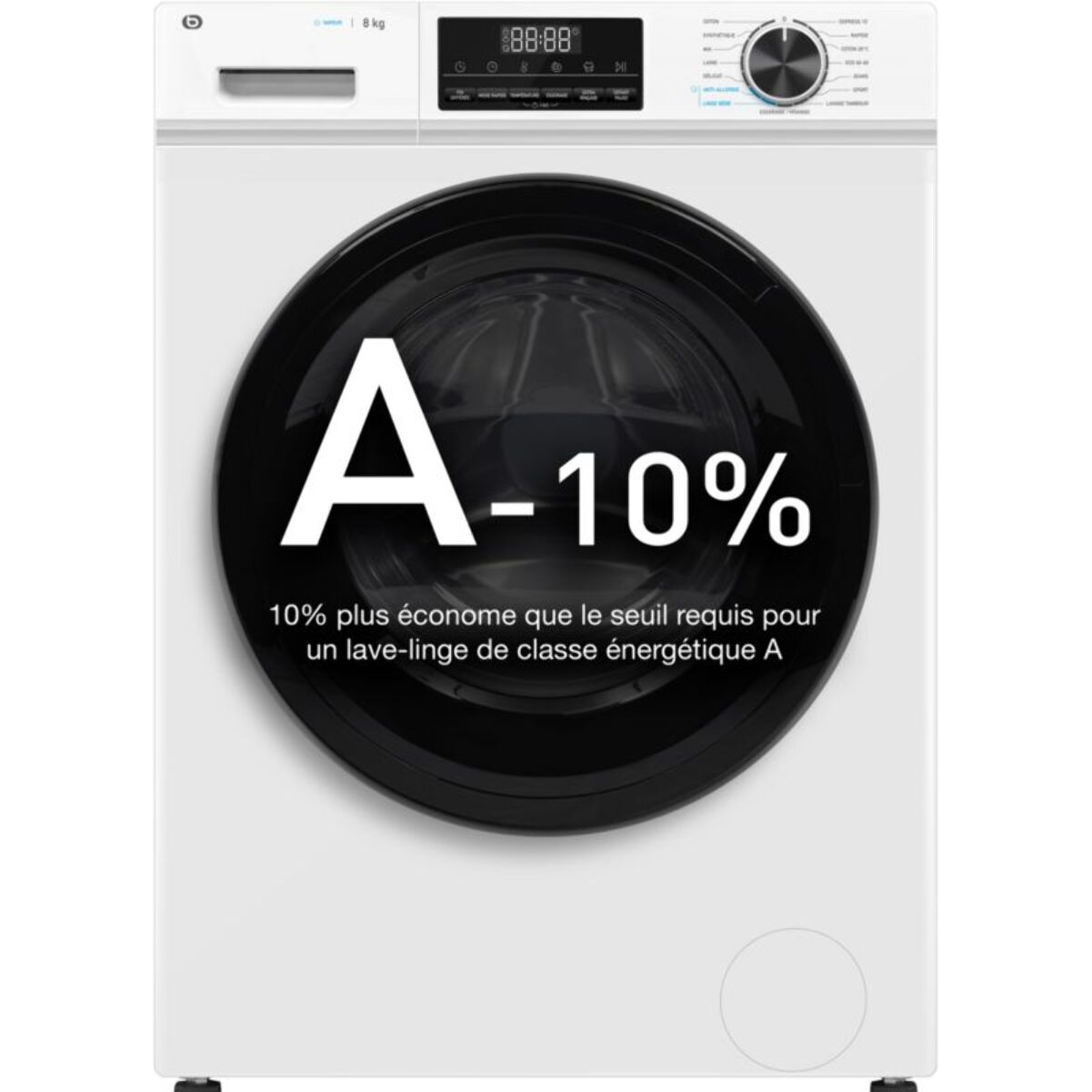 Lave linge hublot ESSENTIELB ELF814-5b - 8 kg - 1400 tr/min - Classe A - Moteur induction