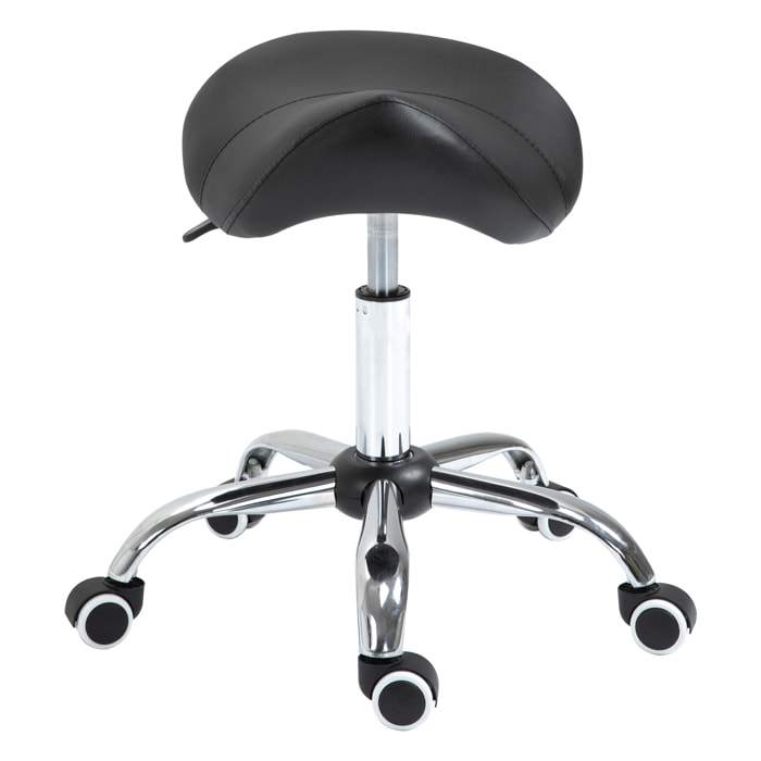 Tabouret de massage tabouret selle ergonomique pivotant 360° hauteur réglable revêtement synthétique noir chromé