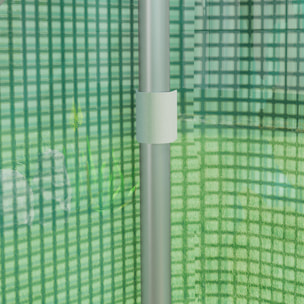 Serre de jardin 12 m² - serre tunnel 4 x 3 x 2 m porte 2 grandes fenêtres enroulables maillées acier galvanisé PE blanc