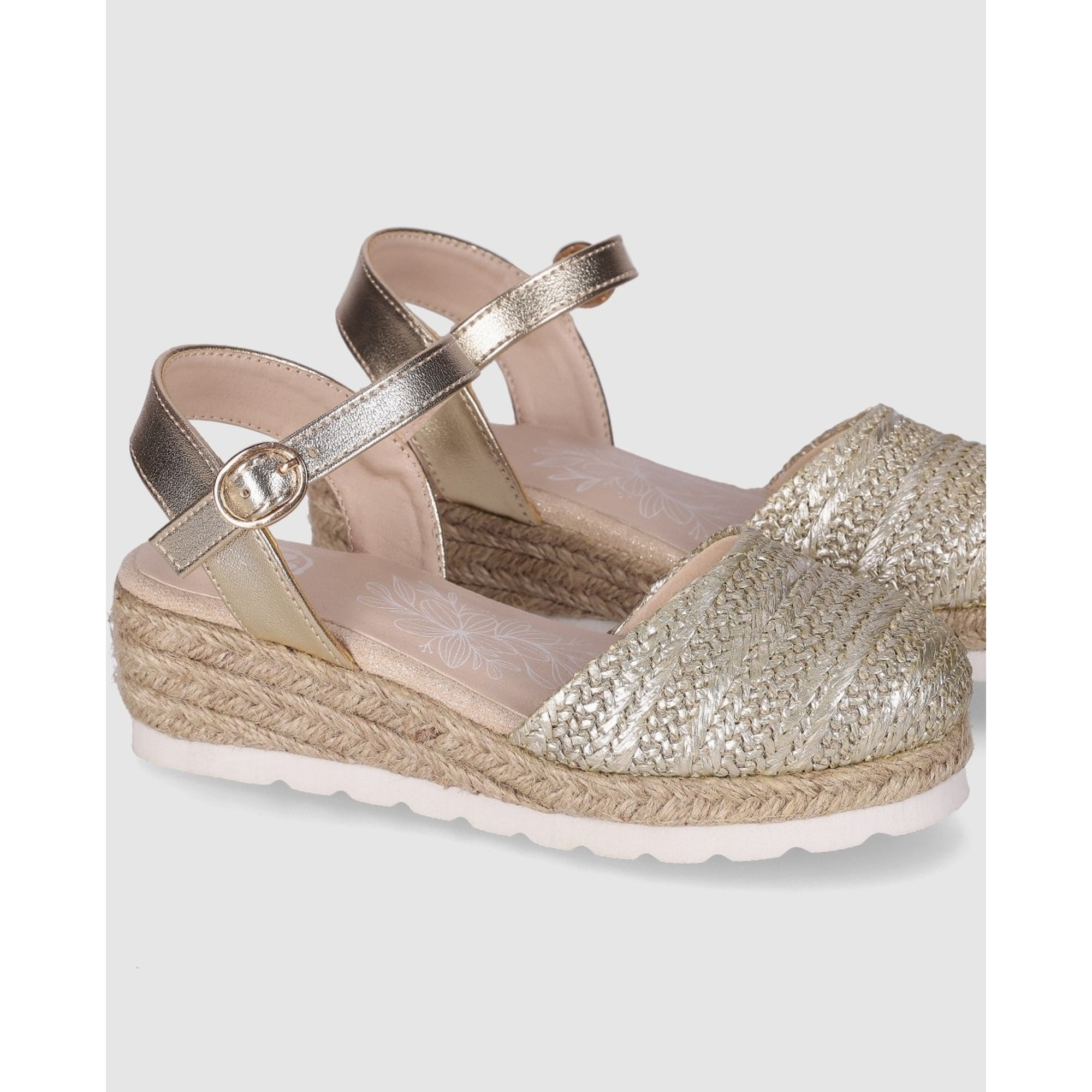 Sandalias de Piel Sintética - Platino - Tacón: 4 cm