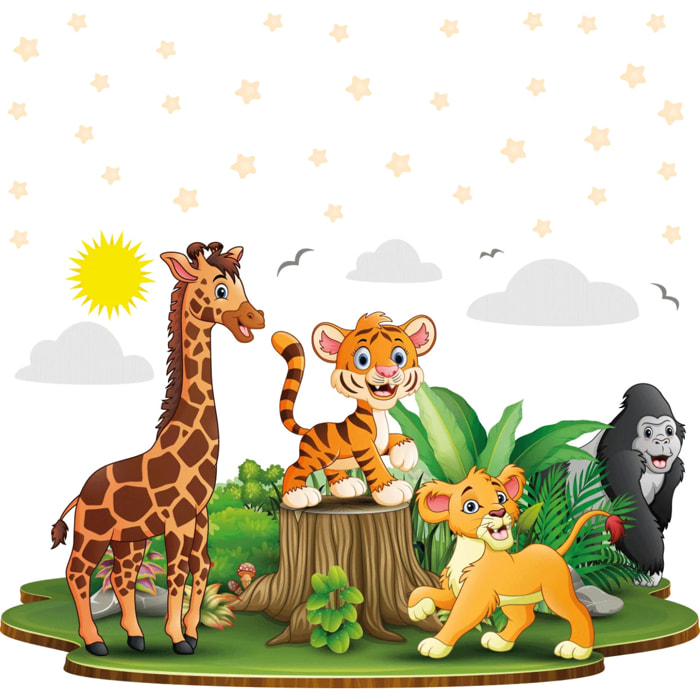 Sticker mural - Ambiance Sticker - ANIMAUX BÉBÉS D'AFRIQUE - 110x165cm