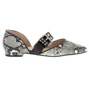 Marina Galanti Scarpe Donna Ballet Flat with Silver Horsebit MG W24A031 Black Snake