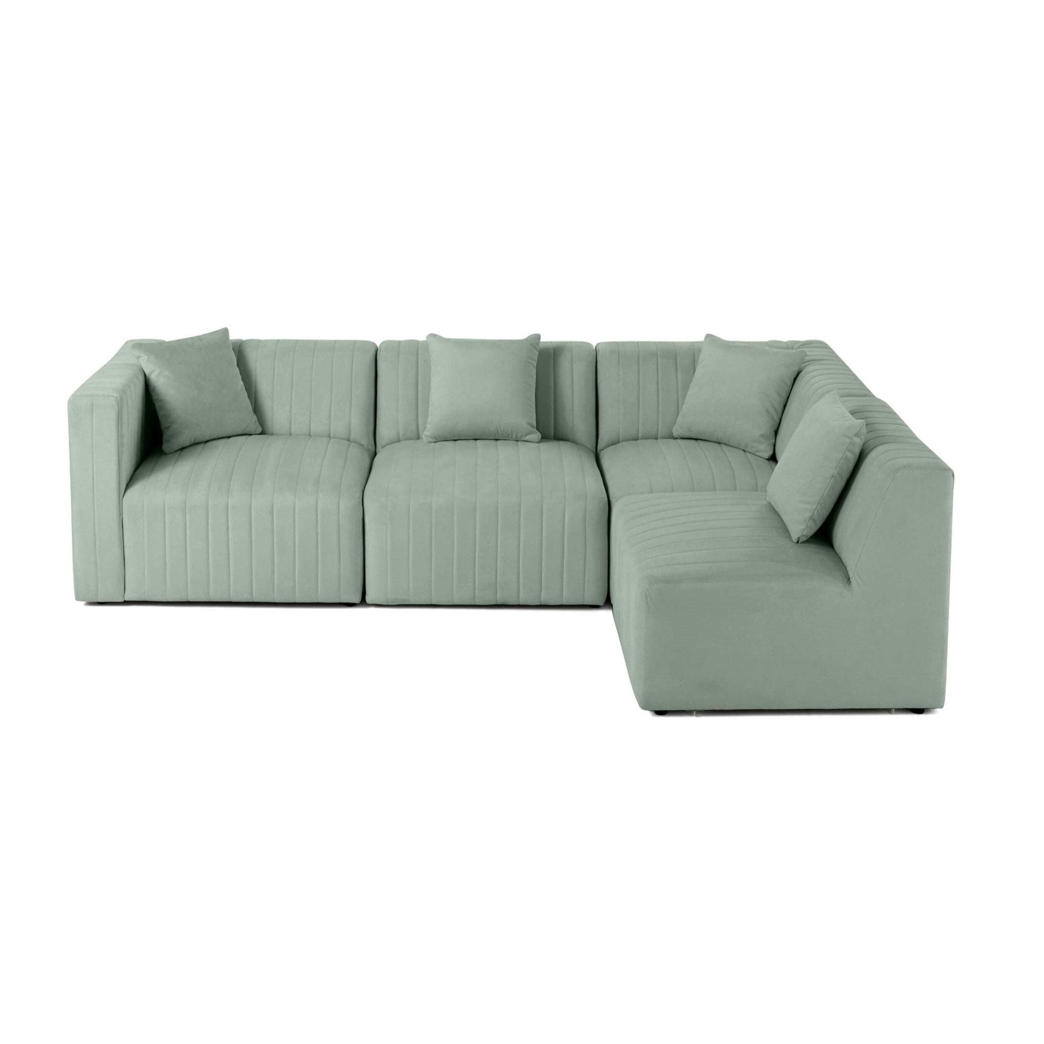 Nova - canapé modulable d'angle droit - 5 places - en velours - Bleu